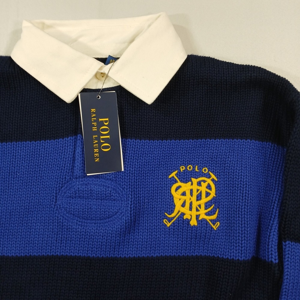 Polo Ralph Lauren Striped Rugby Sweater Mens XS Royal Combo Cotton $298 NEW - Picture 4 of 12